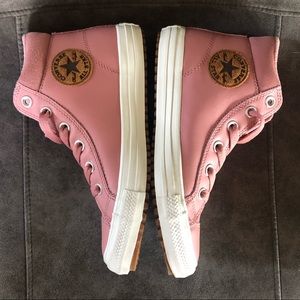 Pink Chuck Taylor All Star Leather High Tops